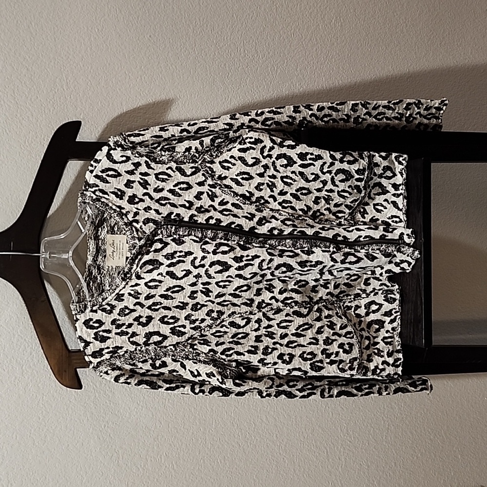 Lucky Lotus zip up leopard cardigan XL